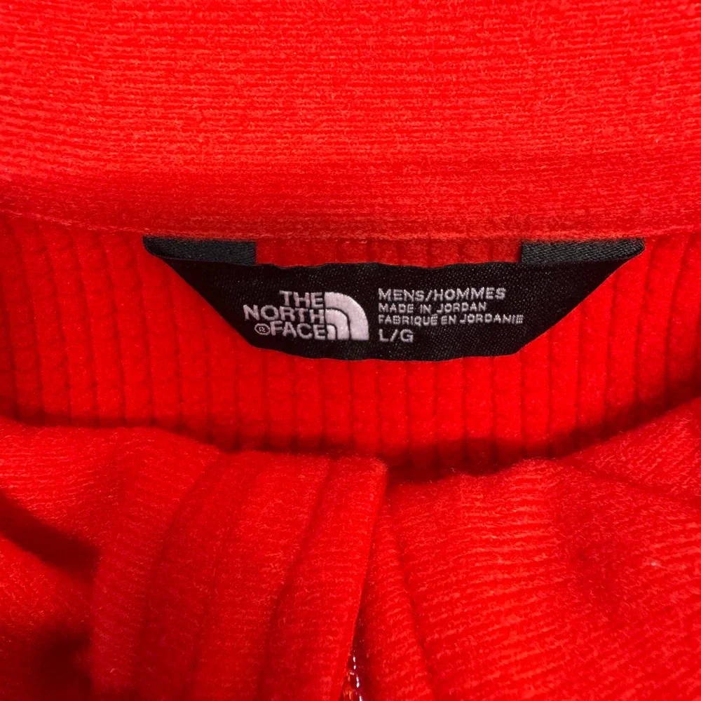 The North Face Mens Red Full Zip Grid Fleece Jacket Large Activewear 9548